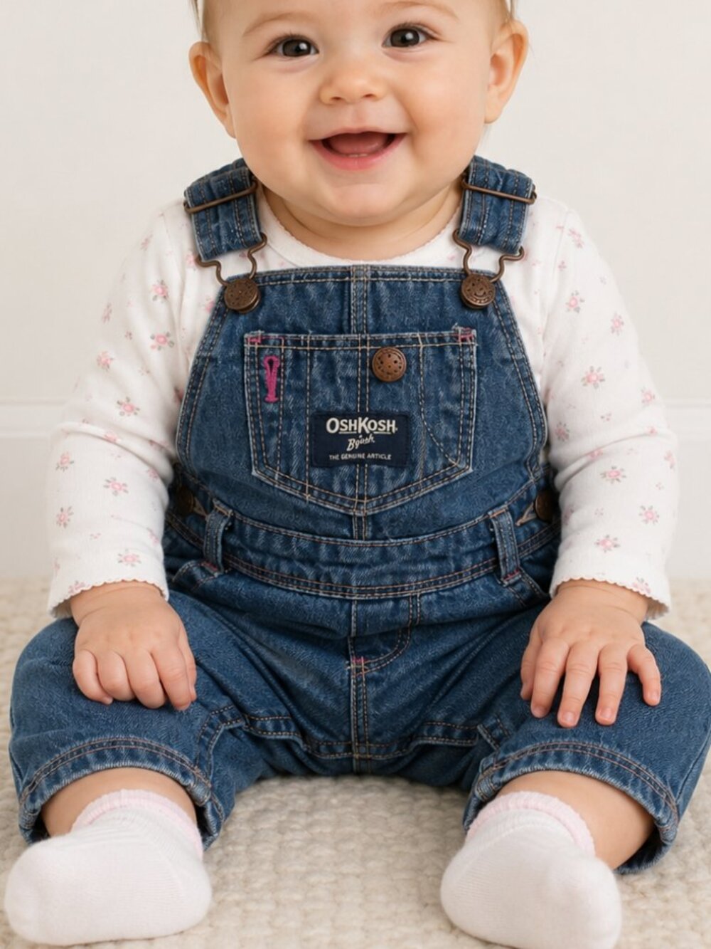 OSHKOSH Baby Girl Denim Overall Bib Jumper 6M